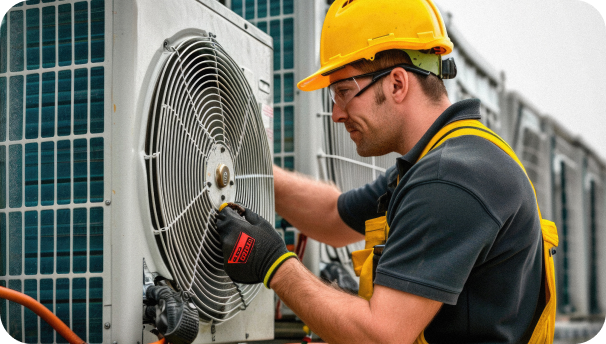 Engineer adjusting hvac